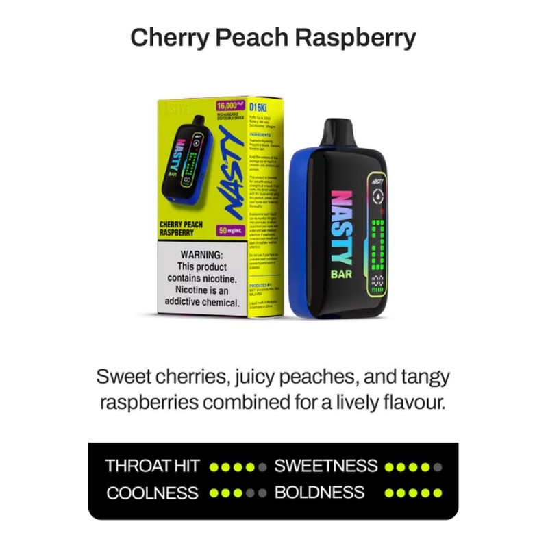 Nasty Bar D16Ki 16000 Cherry Peach Raspberry