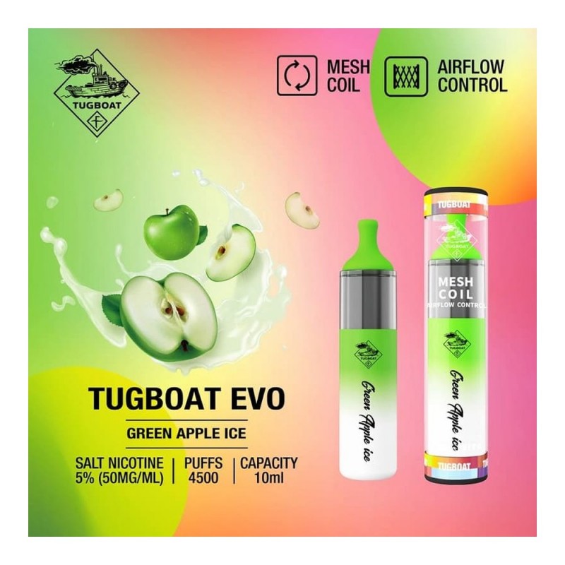 Tugboat EVO 4500 Green Apple Ice