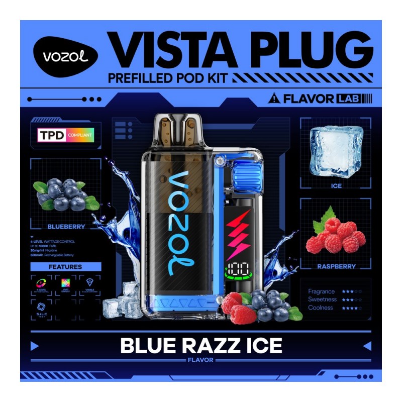 Vozol Vista Plug 10000 Blue Razz Ice