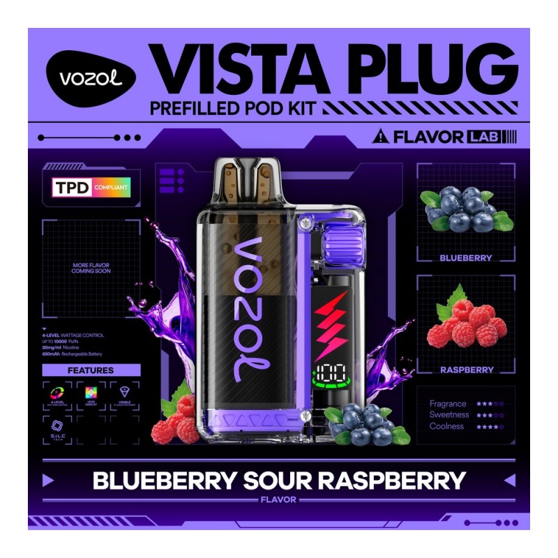 Vozol Vista Plug 10000 Blueberry Sour Raspberry